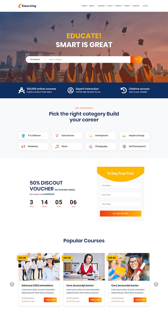 在线学习教育网站模板